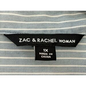NWT ZAC & RACHEL 1X Womens Sleeveless Blouse Blue White Stripe Style Designer